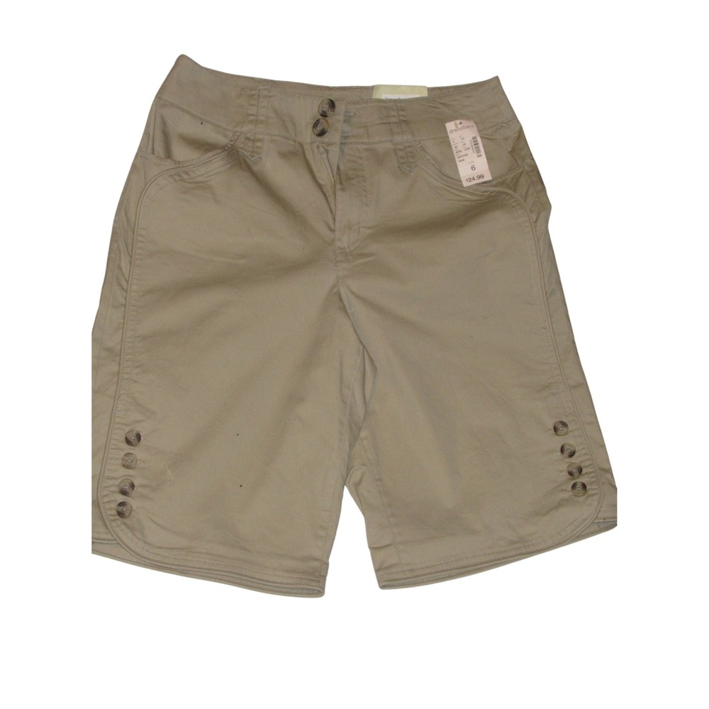 Dressbarn Women's Beige Button-Accent Shorts